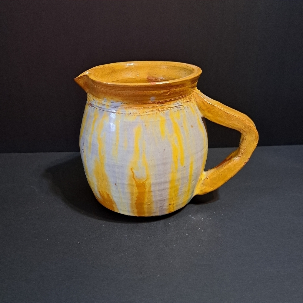 Hand Thrown Studio Art Clay Artisan Drip Glaze Pitcher‎ 1979 Artist Signed